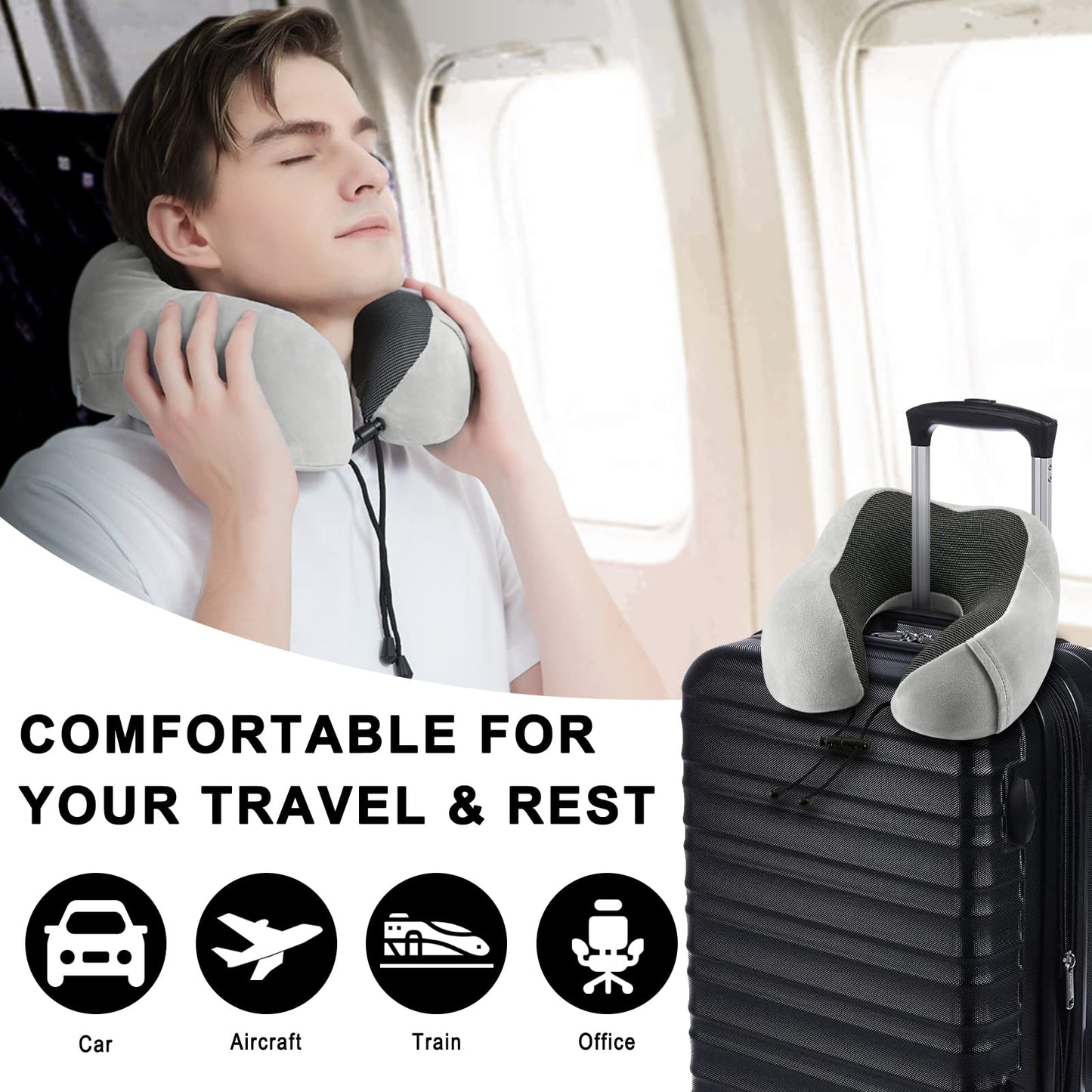 2 Pack Memory Foam Travel Neck Pillows