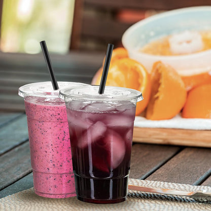 WUHUIXOZ [200 Sets - 12oz] Plastic Cups with Lids and Straws, Disposable Cups for Iced Coffee, Smoothie, Milkshake, Cold Drinks - Clear