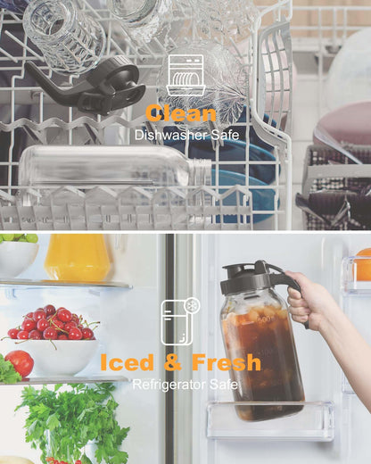 64 oz Glass Water Pitcher with Airtight Lid