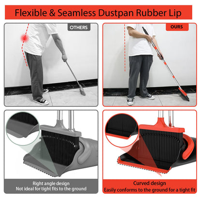 Broom and Dustpan Set with Long Handle