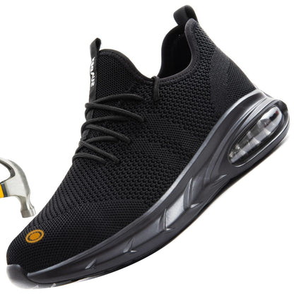 SUADEX Steel Toe Shoes for Men Lightweight Indestructible Work Shoes Women Breathable Safety Shoes for Industrial Coustruction Black 12 Women/10.5 Men