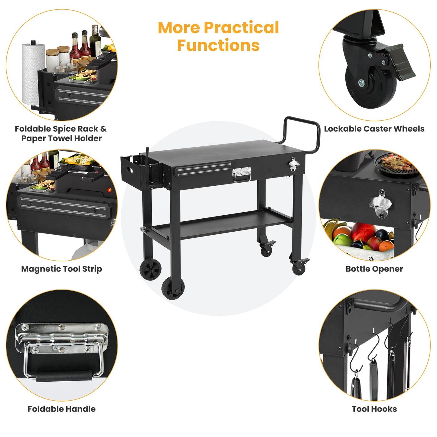 Portable Foldable Outdoor Grill Cart for Camping