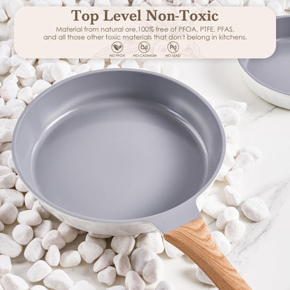 YIIFEEO Non-stick Frying Pans Nonstick Frying Pan Set Egg Omelette Pans for Cooking Set, Healthy Ceramic Skillet Set Kitchen Induction Cookware Chef's Pan Gift, 8"&9.5" &11"