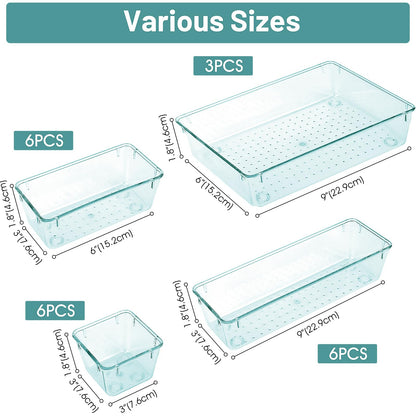 WOWBOX 21-Piece Clear Drawer Organizer Set