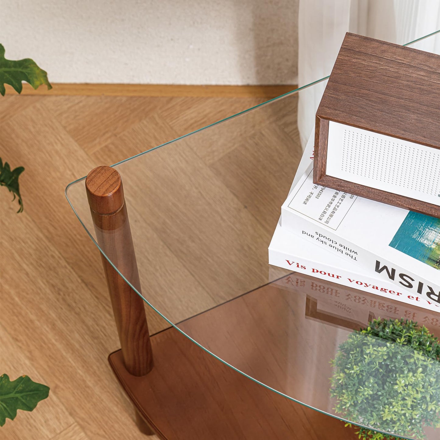 Stylish 2-Tier Glass Top Side Table