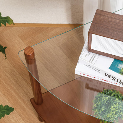 Stylish 2-Tier Glass Top Side Table