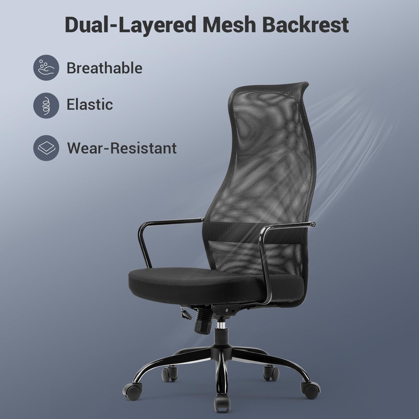 SIHOO M101C Ergonomic Office Chair-High Back Mesh Office Chair, Big and Tall Office Chair Lumbar Support, Comfortable Large Seat Cushion, Computer Desk Chair for Home Office, Black