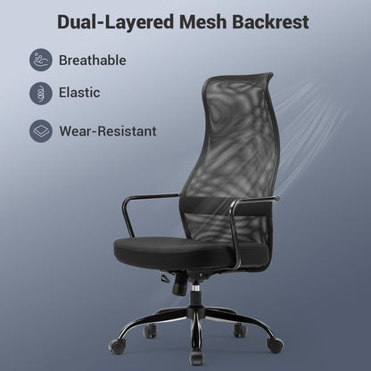 SIHOO M101C Ergonomic Office Chair-High Back Mesh Office Chair, Big and Tall Office Chair Lumbar Support, Comfortable Large Seat Cushion, Computer Desk Chair for Home Office, Black