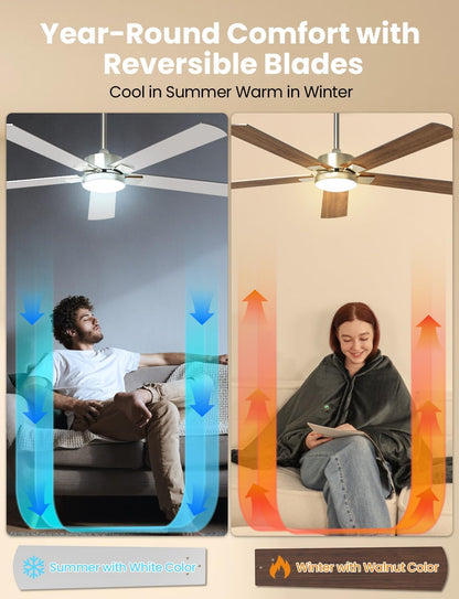52 Inch Ceiling Fan with Light and Remote