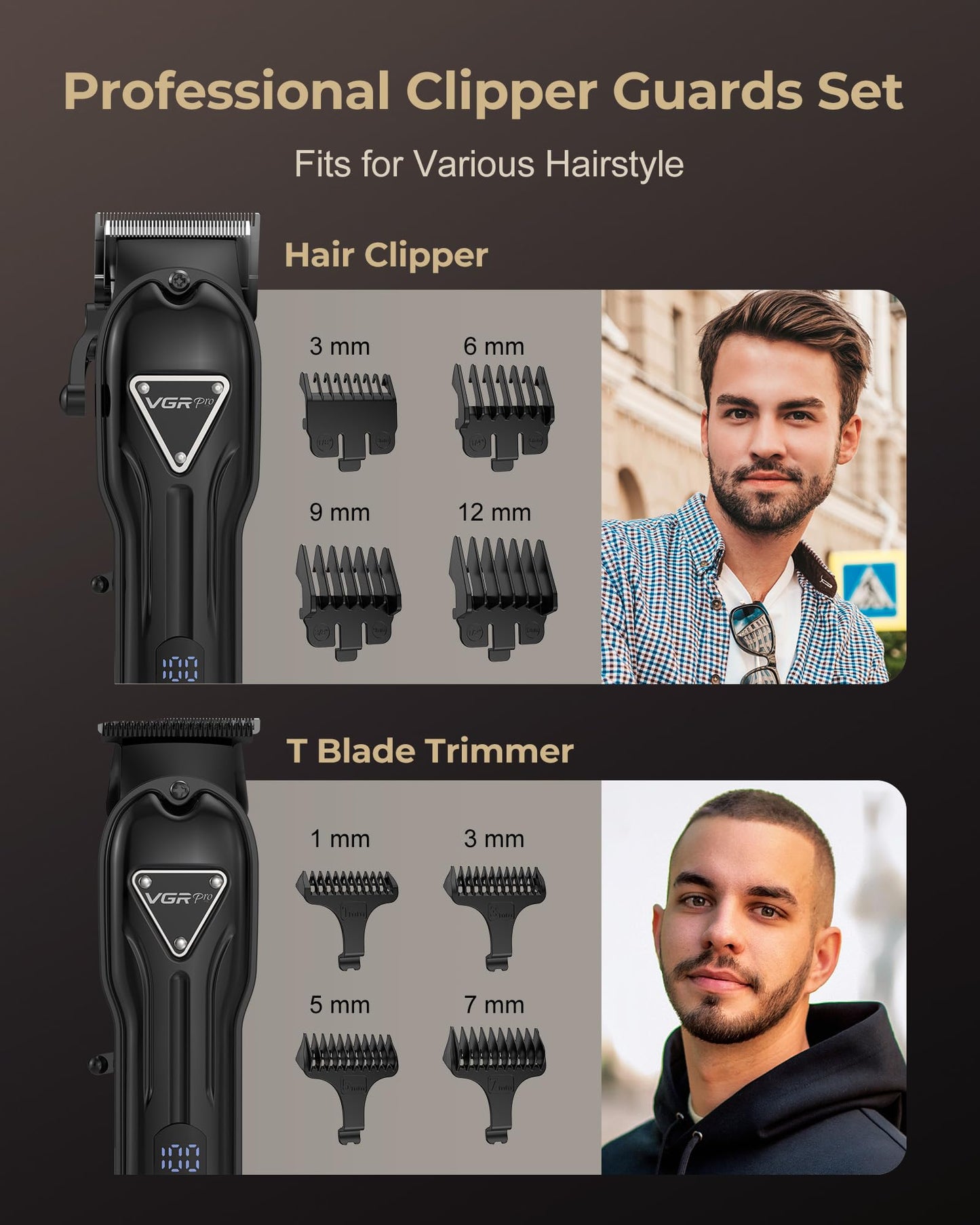 VGRPRO Men's Cordless Clipper and Trimmer Set