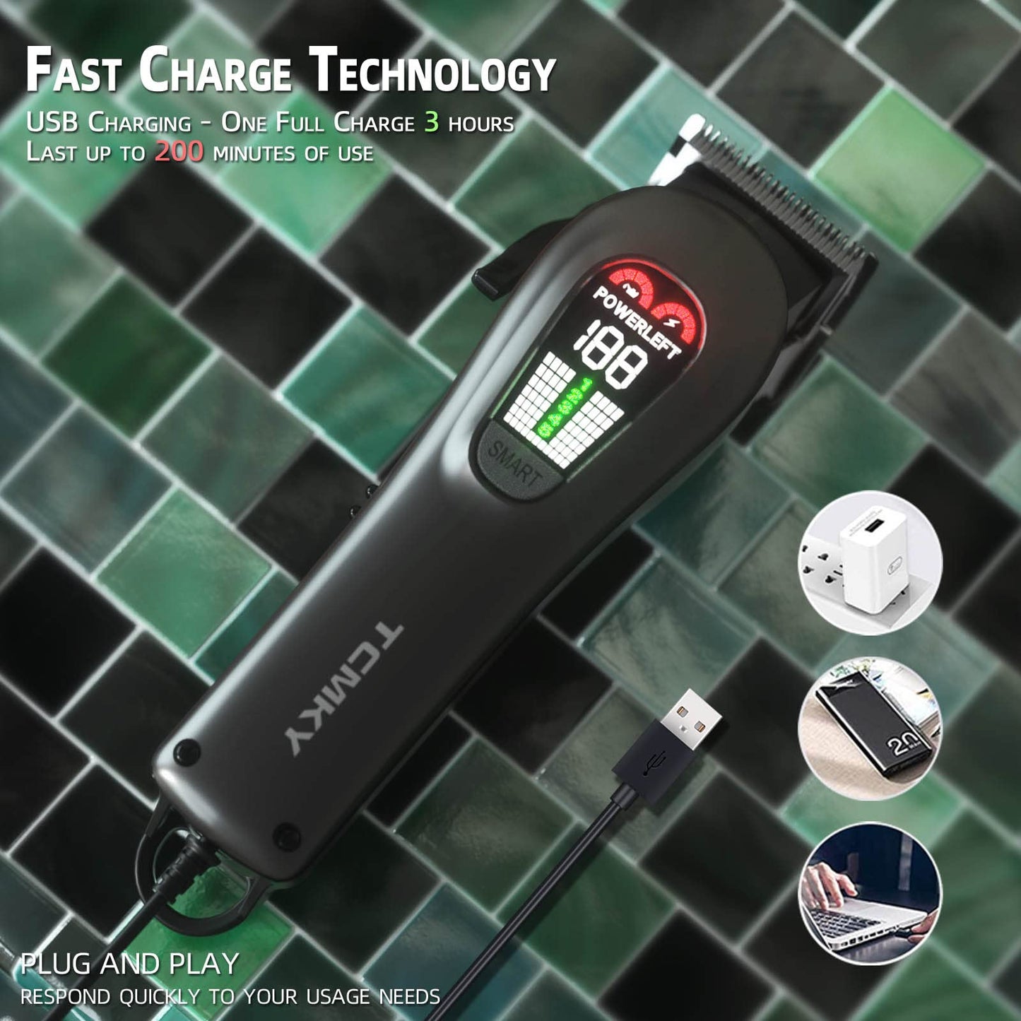 TCMKY Cordless Hair Clippers for Men Grooming