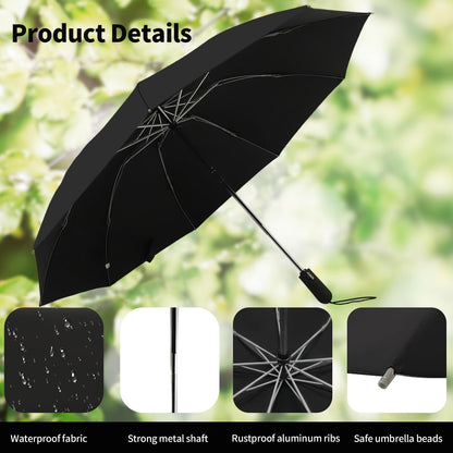 ZDSSM Umbrella Travel Large Windproof Inverted Umbrellas for Rain Portable Automatic Small Compact Reverse Folding Umbrellas for Women Men (Black)