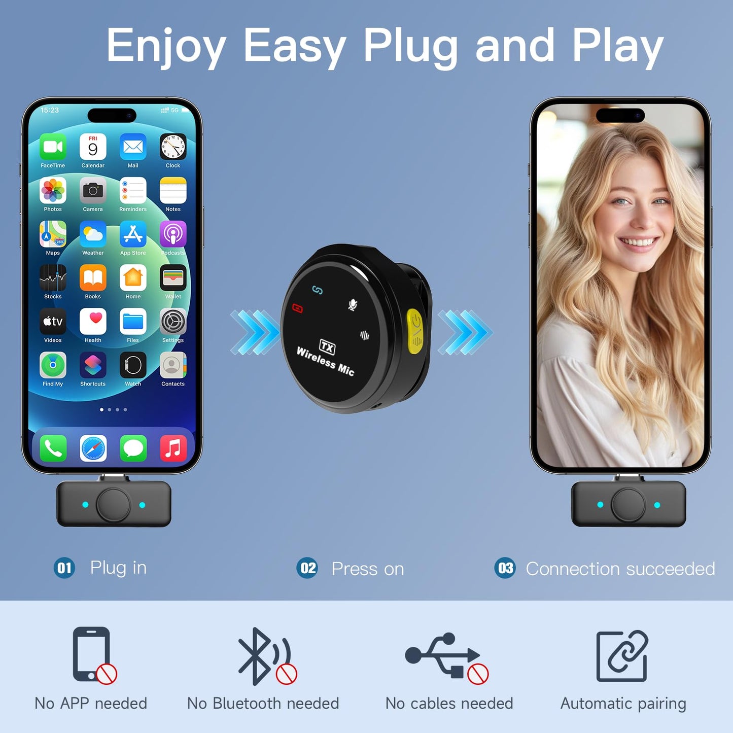 2 Pack Wireless Bluetooth Microphones for iPhone