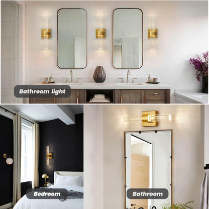 OYLYW Gold Wall Sconces Set of 2,Crystal Bathroom Dimmable Vanity Light Fixture, LED Wall Lights 10W 3000K Warm White Bedroom Sconce Wall Lighting