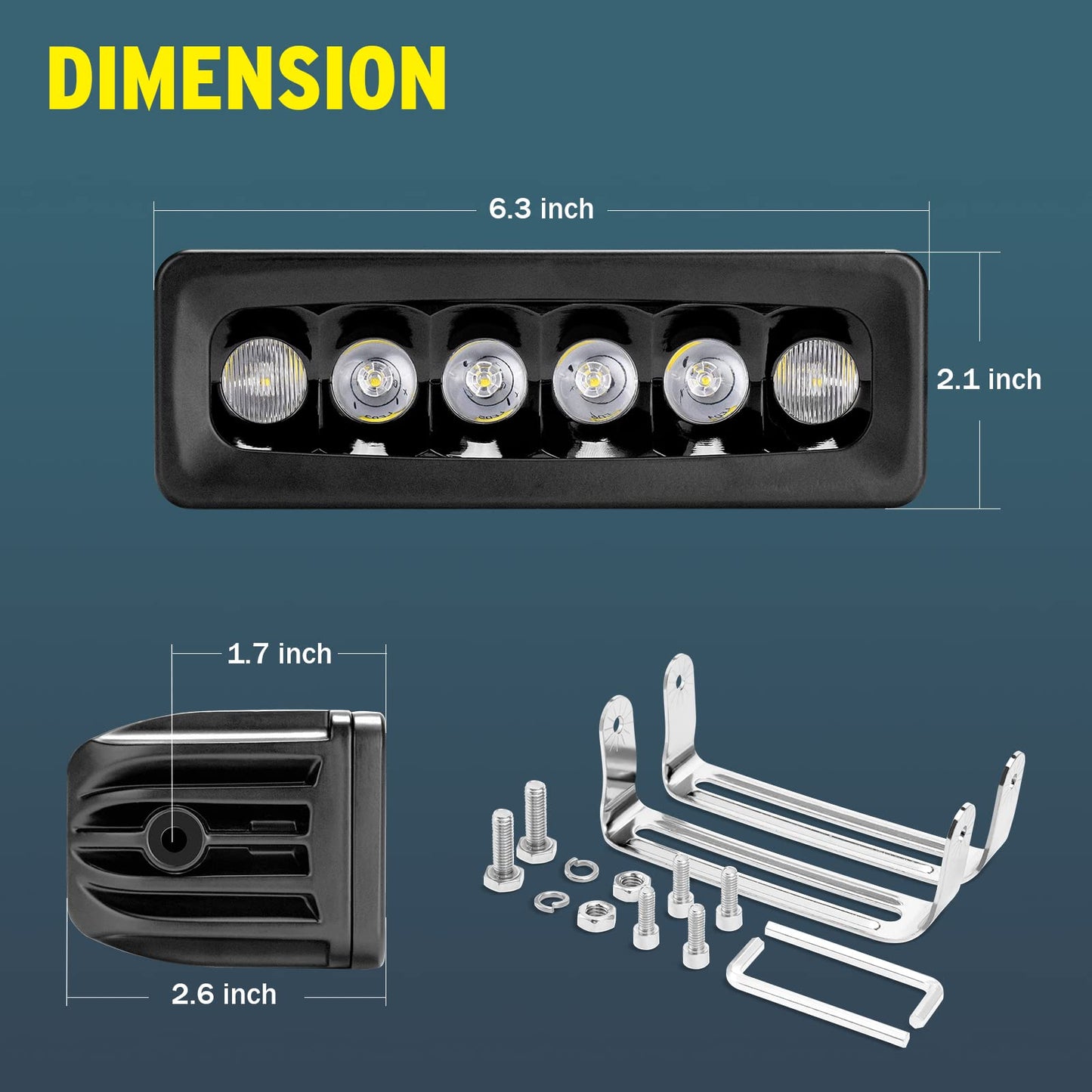 YCHOW-TECH 6 inch LED Light Bar White 120W 6500K Super Bright Spot Work Light Pods Single Row Off Road Driving Light Fog Light Boat Light Waterproof SUV ATV 4WD Car Truck Golf Cart 12V 24V IP68 (2pcs)