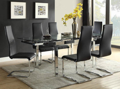 COASTER Wexford Upholstered Dining Chairs Black and Chrome (Set of 4)