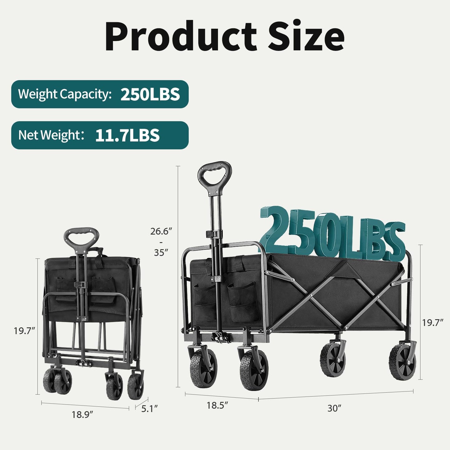 SMUG Folding Beach Wagon with All-Terrain Wheels