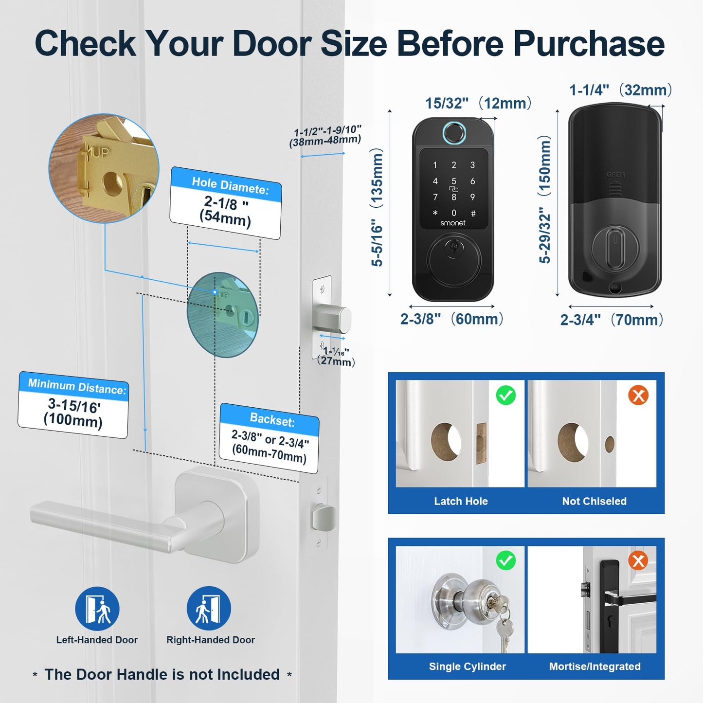 SMONET WiFi Deadbolt Fingerprint Keyless Lock
