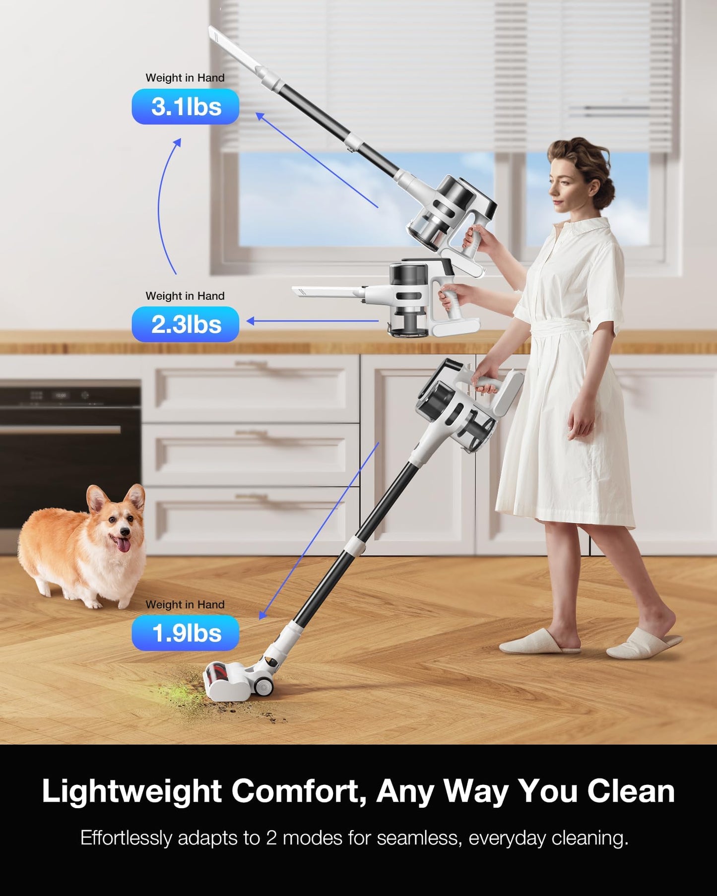 Cordless Stick Vacuum Cleaner with 55min Runtime