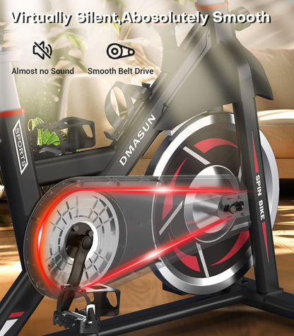 Exercise Bike, DMASUN Classic Brake Pad Stationary Bike for Home with 300 LBS Capacity, Indoor Bike with Comfortable Seat Cushion, Digital Display with Pulse