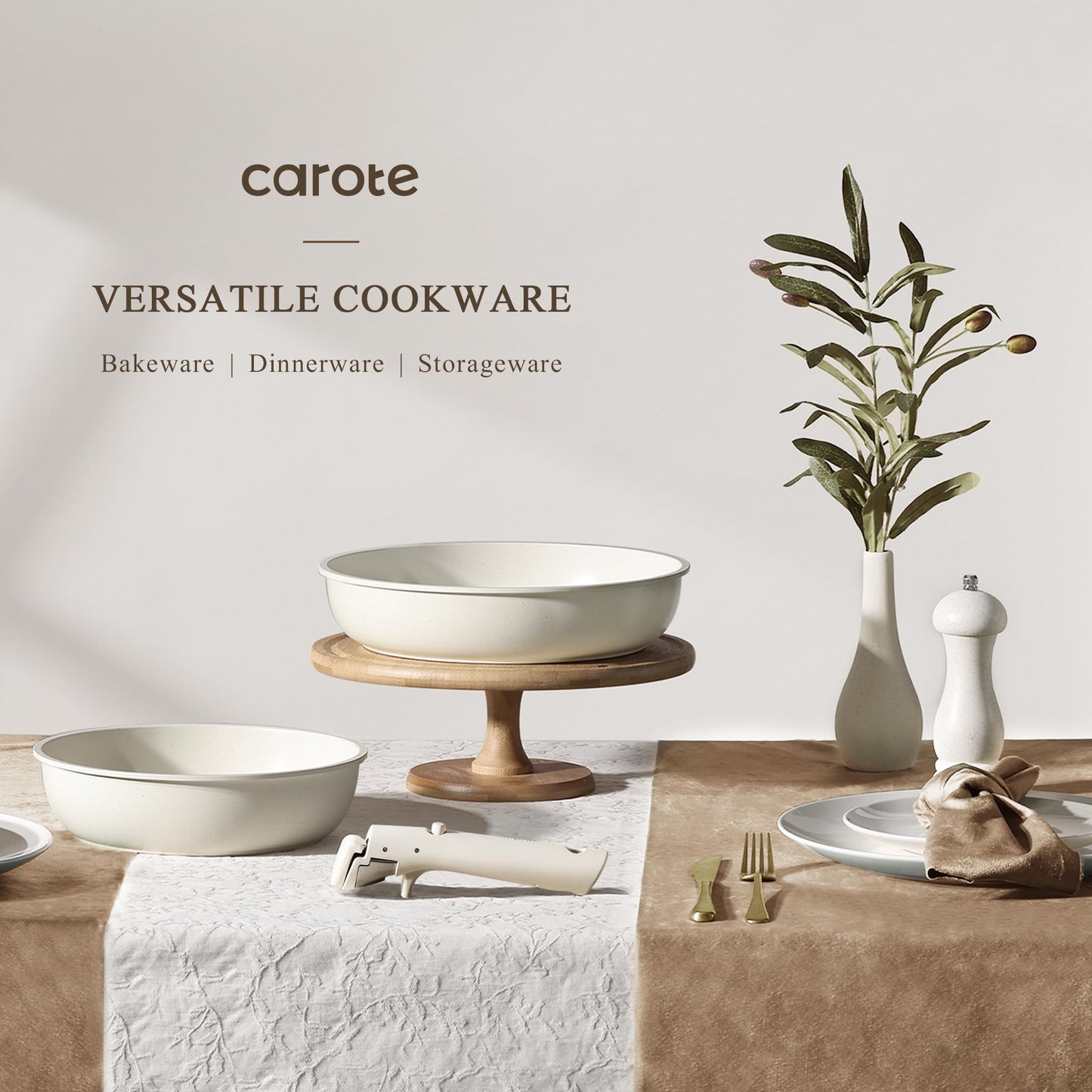 CAROTE Nonstick Cookware Set with Detachable Handle