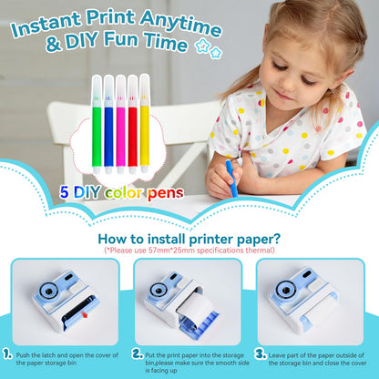 Instant Print Camera for Kids with Accessories