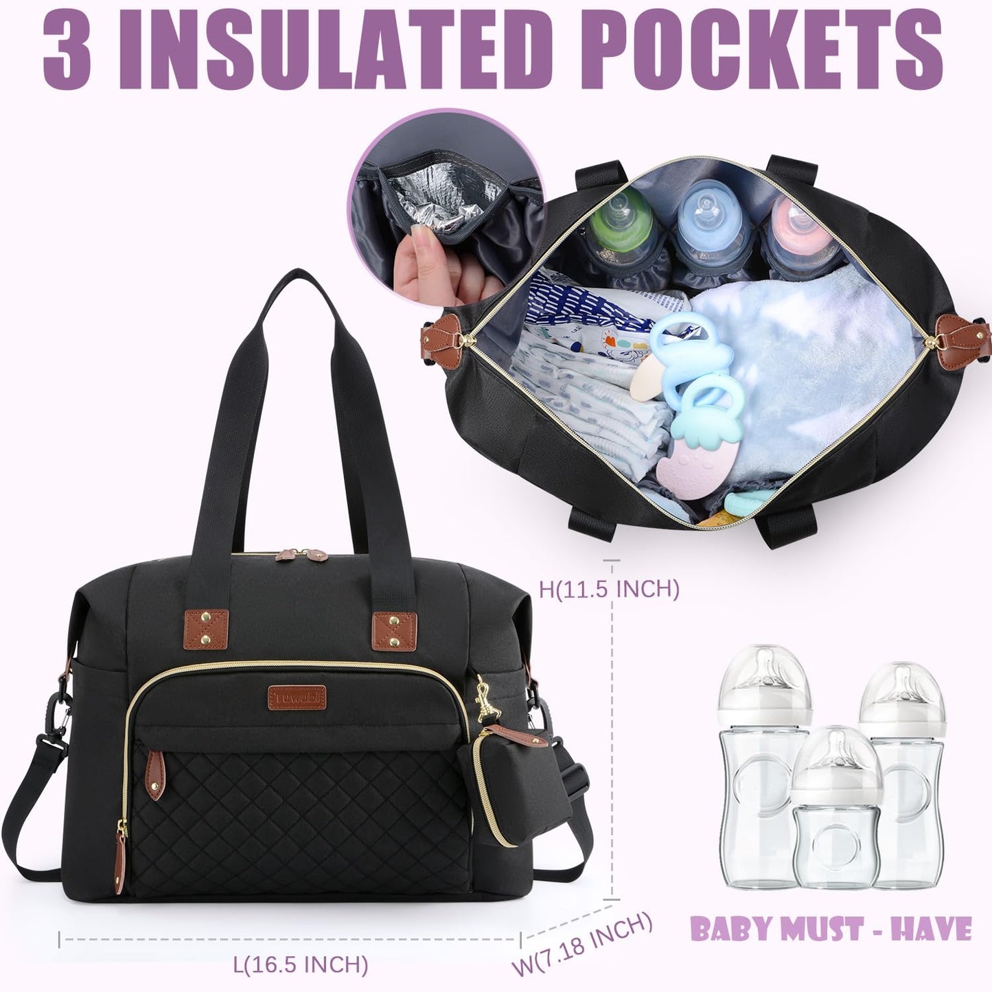 Tuwubi Large Diaper Bag Tote for Travel