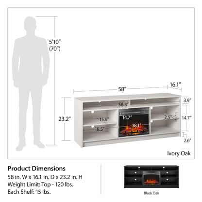 Ameriwood Home Fireplace TV Stand for 65 Inch TVs