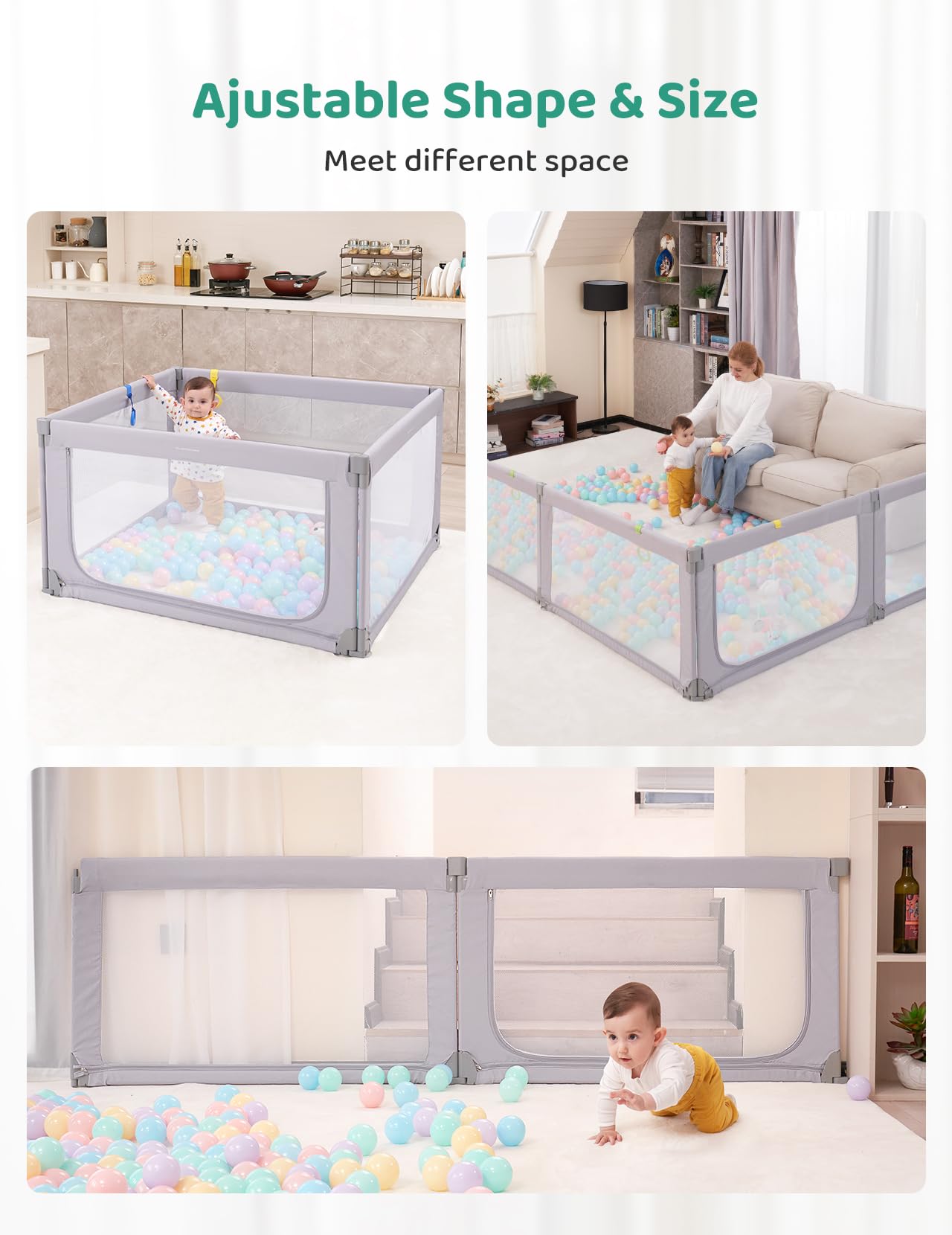 Foldable Baby Playpen with Safety Gate