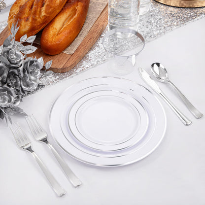 WELLIFE 300Pcs Elegant Plastic Dinnerware Set