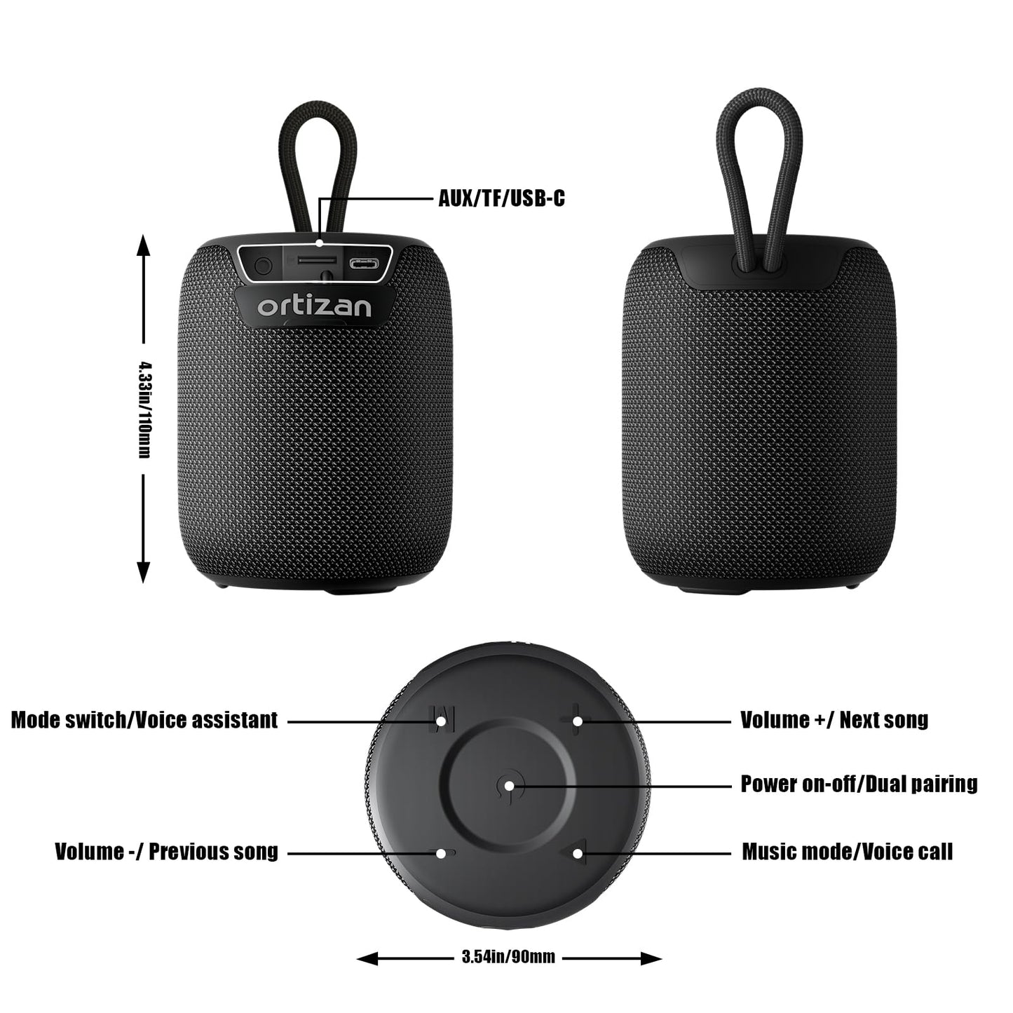 Ortizan Waterproof Bluetooth Speaker with 15H Playtime