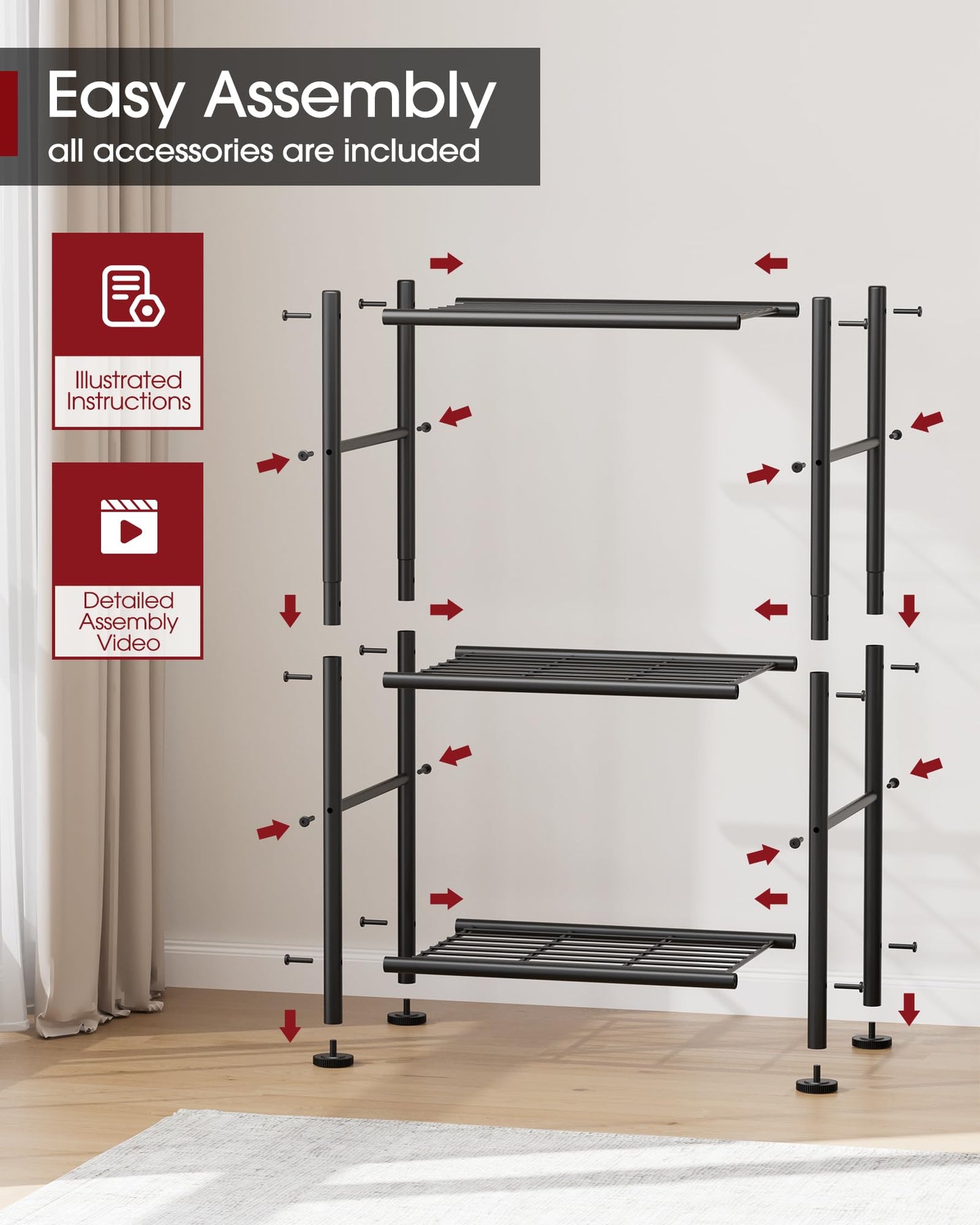 3-Tier Metal Storage Shelves for Garage