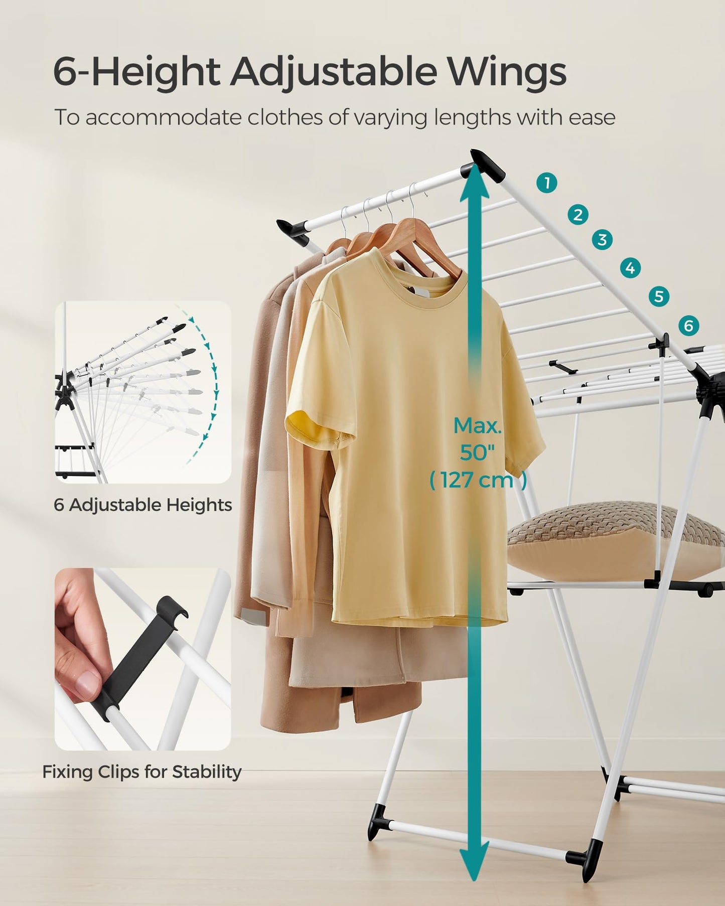SONGMICS Foldable 2-Level Laundry Drying Rack