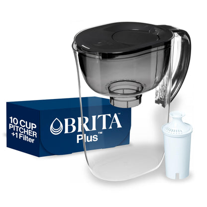 Brita 10-Cup Pitcher with Plus Filter, Black