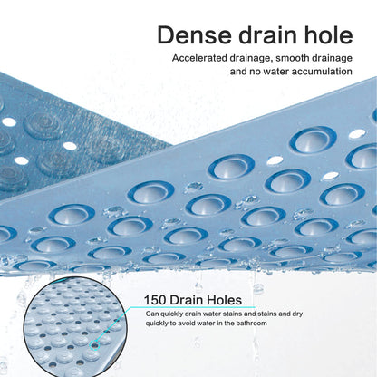 Shower and Bathtub Mat 31.5 ×19.6in, Rubber Non-Slip Shower Mat for Elderly & Kids, Bathtub mat Non Slip with Drain Holes &Suction Cups, Bath Mat for Bathroom and Tub, Machine Washable, Beige