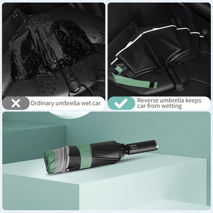 Yoobure Compact Inverted Travel Umbrella with UV Protection
