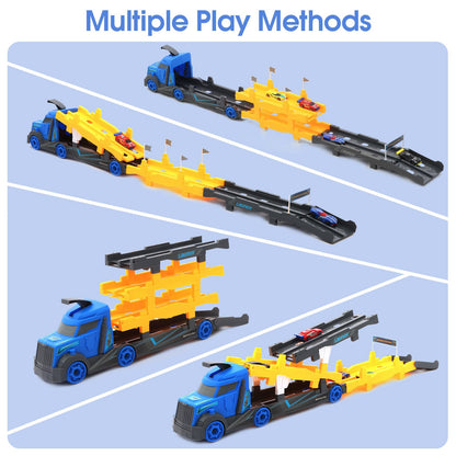 Transport Truck Toy with Race Car Track