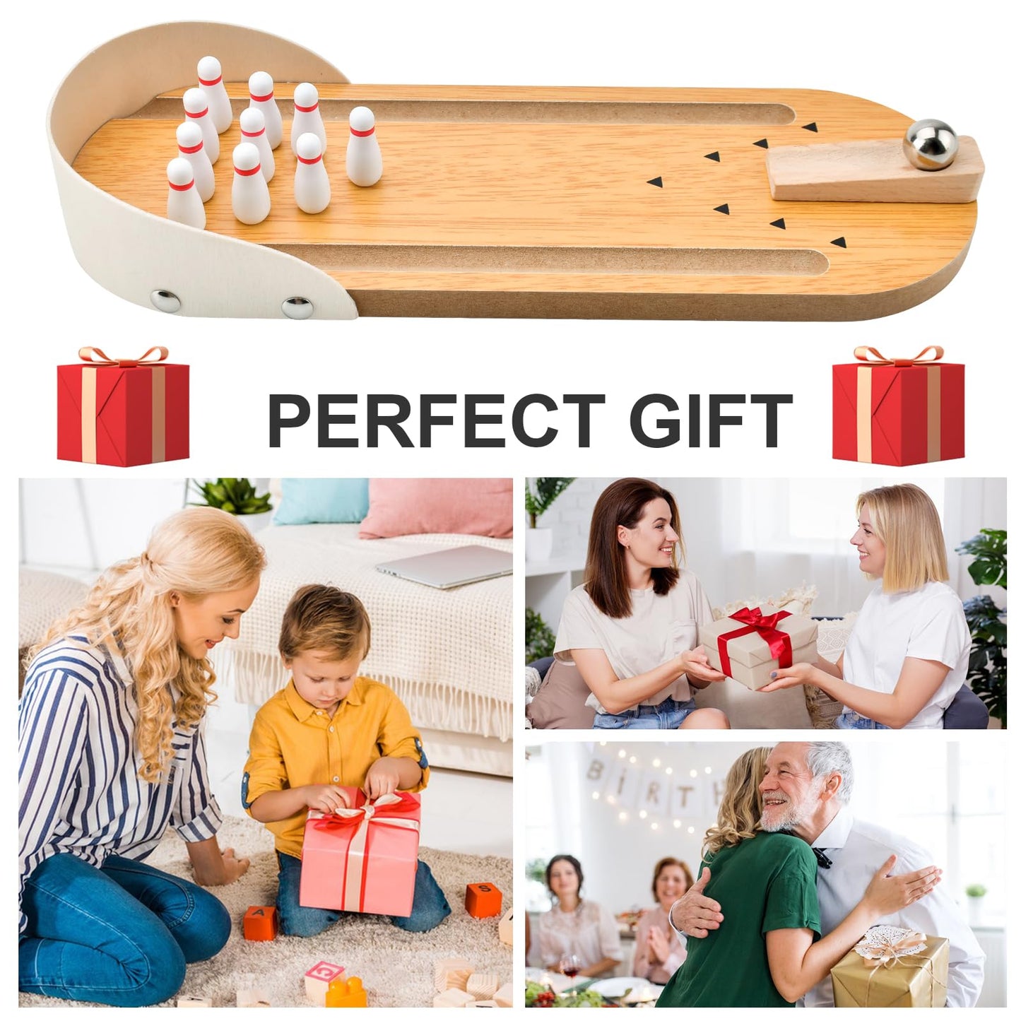 Mini Wooden Bowling Game Set for Fun