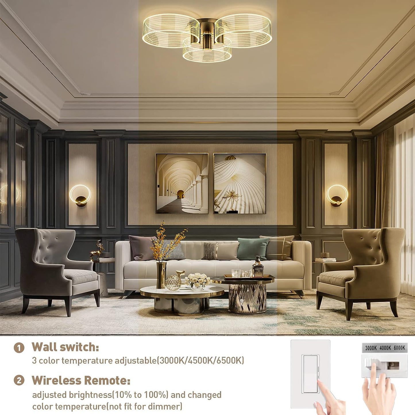 Dimming Flush Mount LED Ceiling Light 30W