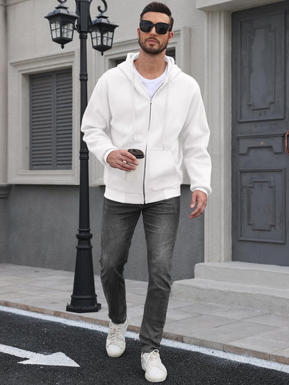 Caracilia Men's Zip Up Fleece Hoodie Jacket
