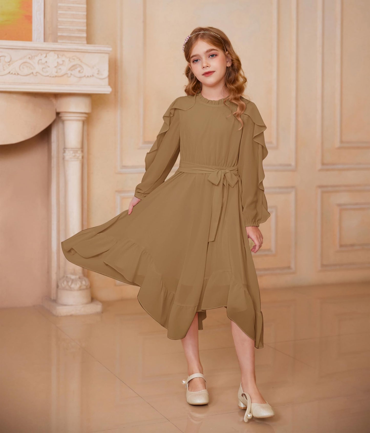 GRACE KARIN Girls Ruffle Swing Maxi Dress