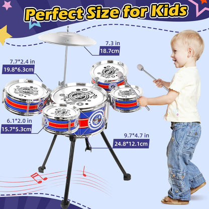 Toy Drum Set for Toddlers with Stool