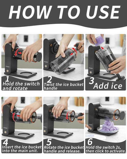 Snow Cone Machine Electric - Shaved Ice Maker with Stainless Steel Blade, Kitchen Table-Top Ice Crusher Includes 2 Silicone Ice Mold(Dark Grey)
