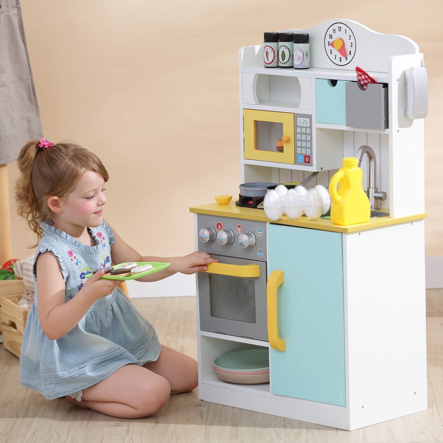 Teamson Kids Interactive Wooden Play Kitchen with Accessories