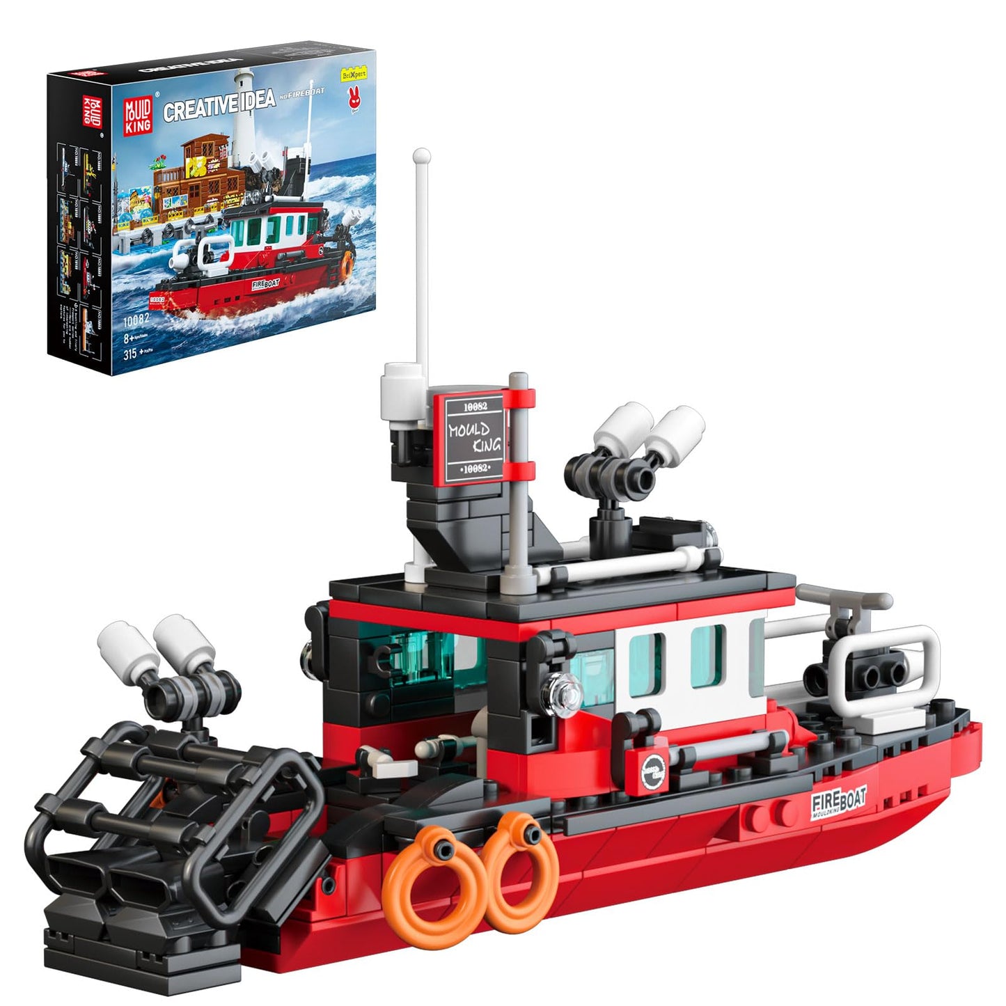 Mould King City Fishing Boat Toy Set Multi-Purpose Fire Boats Building Blocks Set Sea Exploration Ship Playsets Collection STEM Toy for Boys and Girl Ages 8+ Years Old and up, 315Pieces