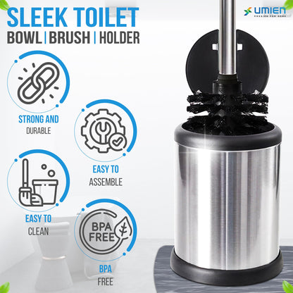 UMIEN Stainless Steel Toilet Brush with Lid