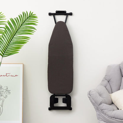 ALIMORDEN Space Saver Ironing Board 36" X 12" with Smart Hanger Adjustable Height 23.8"-30.7" Easy Storage, Padded Top Lightweight for Home Laundry Room Use Brown