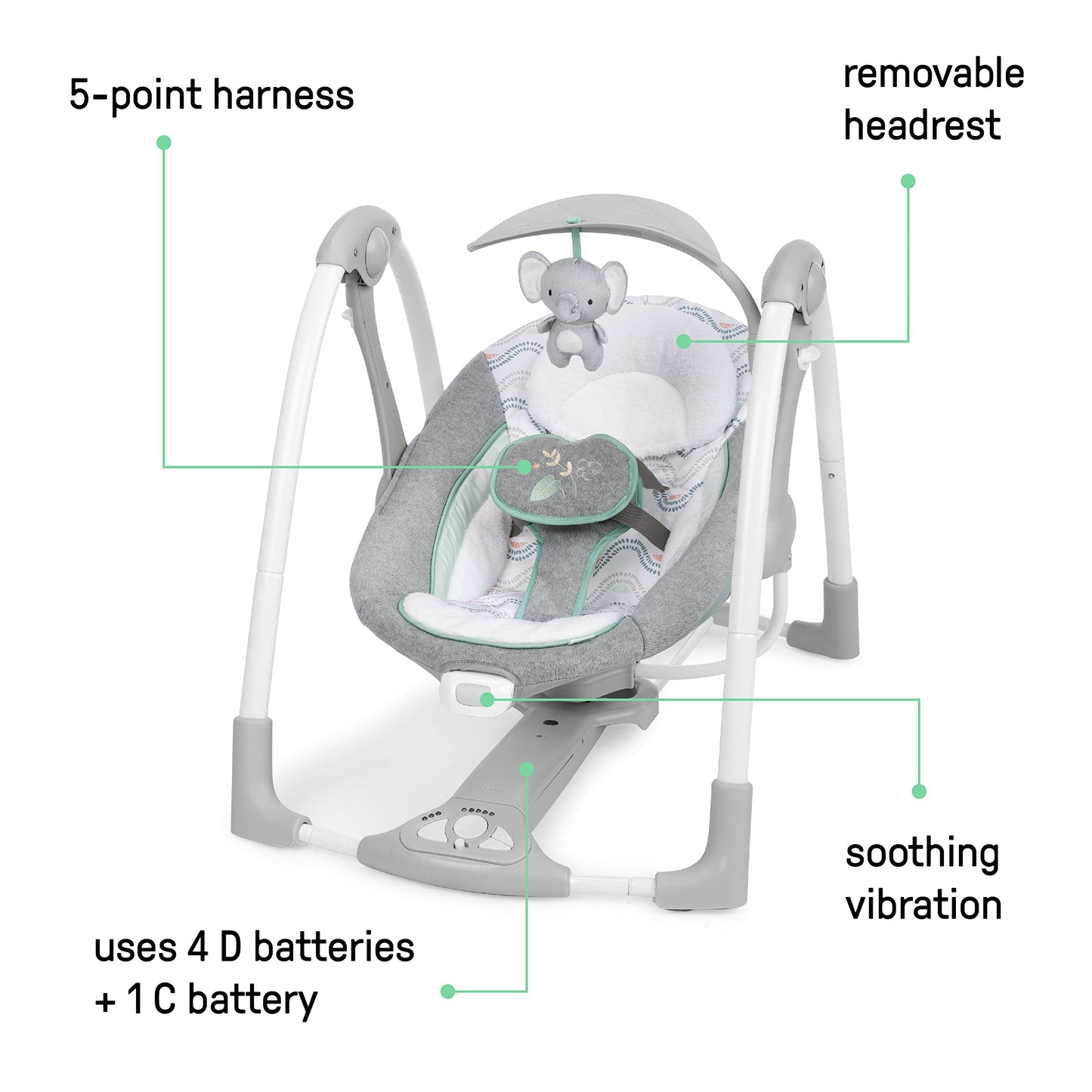 Ingenuity 2-in-1 Portable Baby Swing & Seat
