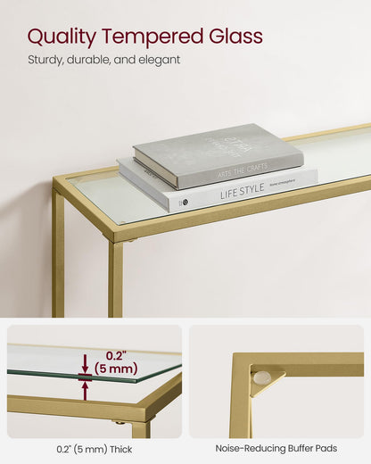 VASAGLE Modern Entryway Console Table with Glass Top