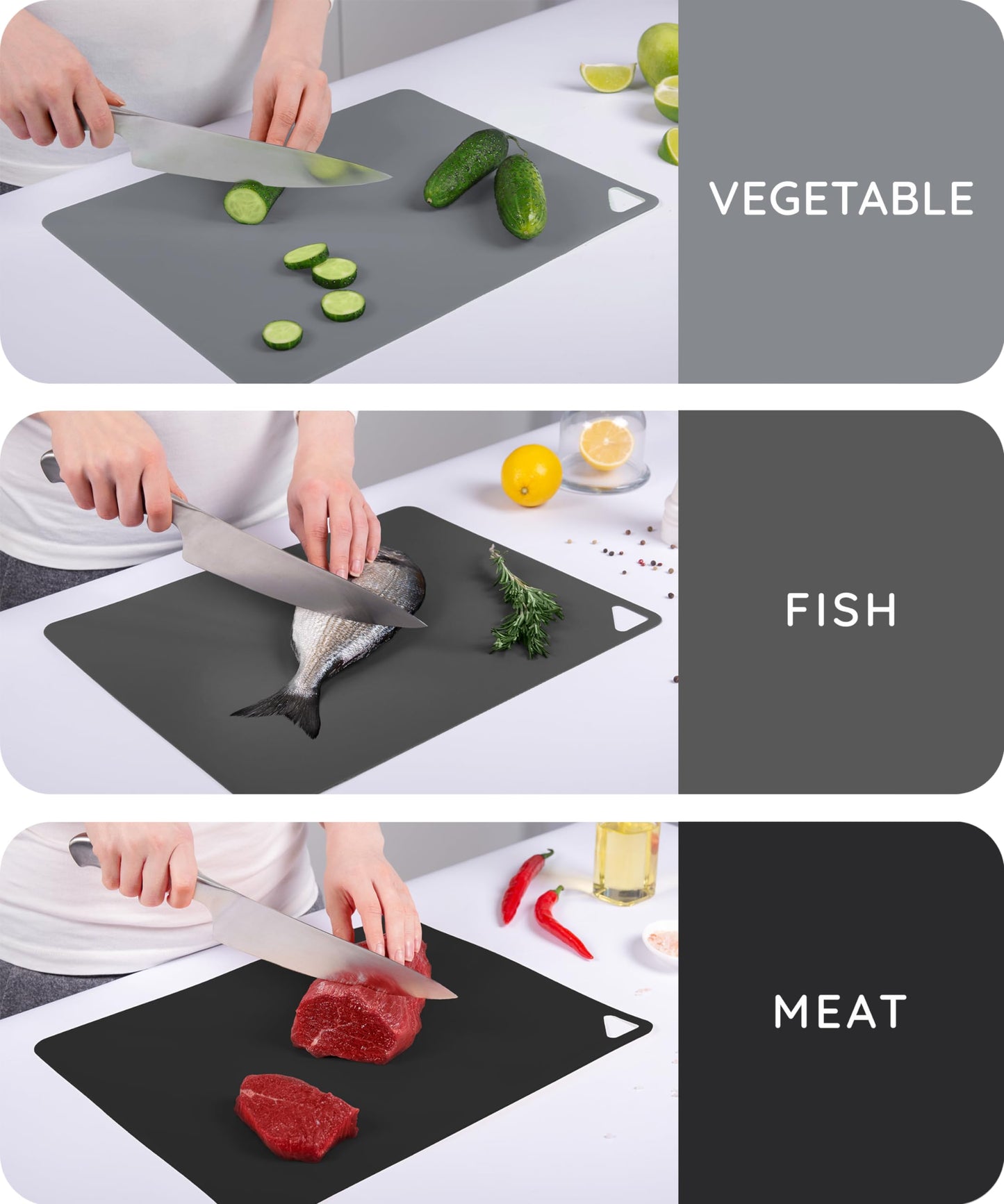 Flexible Non-Slip Cutting Boards Set of 3